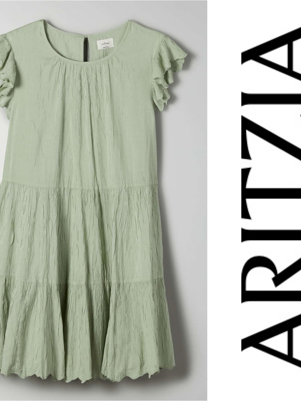 Aritzia Wilfred Sidonie Sage Green Ruffle-Sleeve l Dress, Size XS